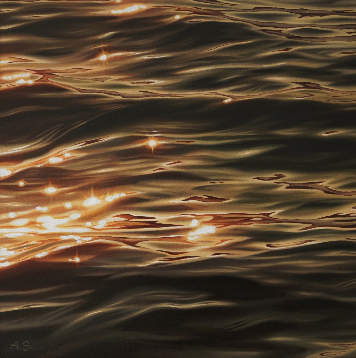 Liquid Gold, Original Oilpainting, 30 × 30 cm