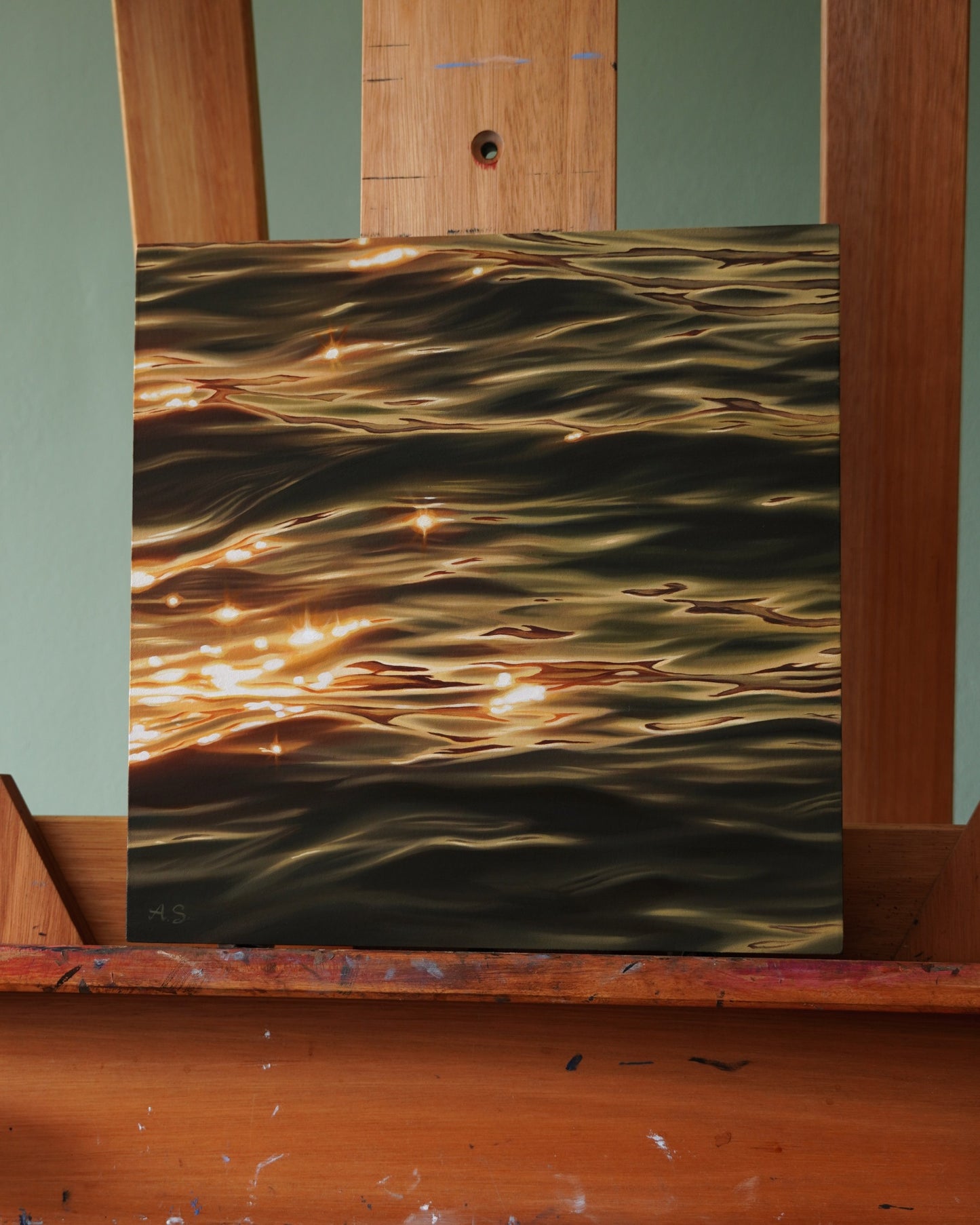 Liquid Gold, Original Oilpainting, 30 × 30 cm