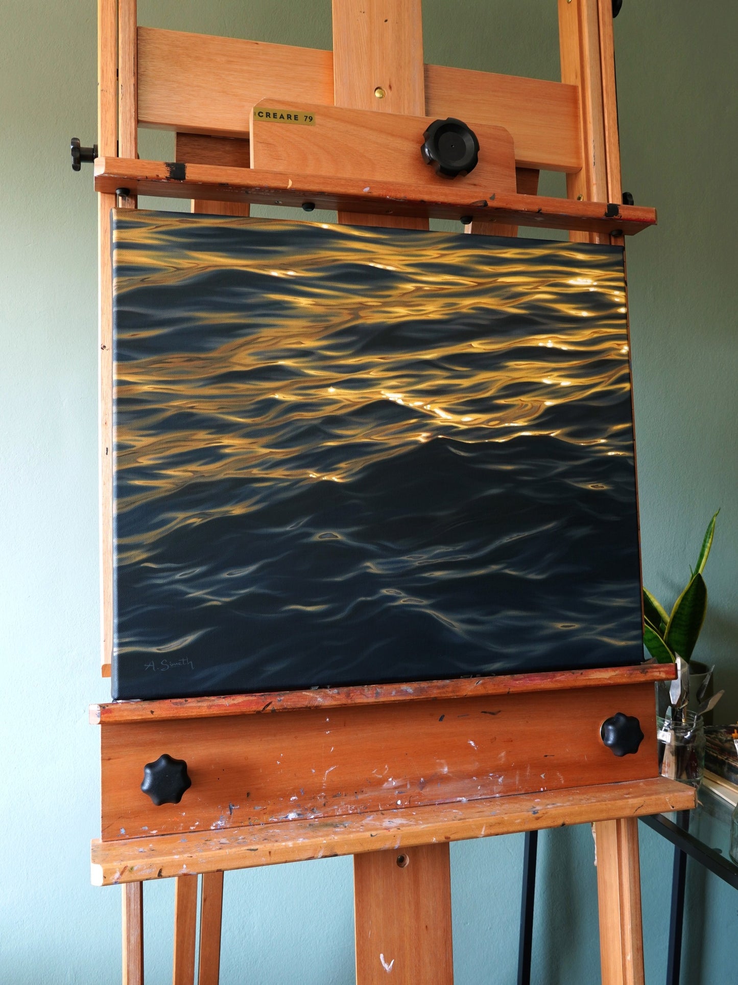 Gilded Tide, Original Oilpainting, 50 x 60 cm
